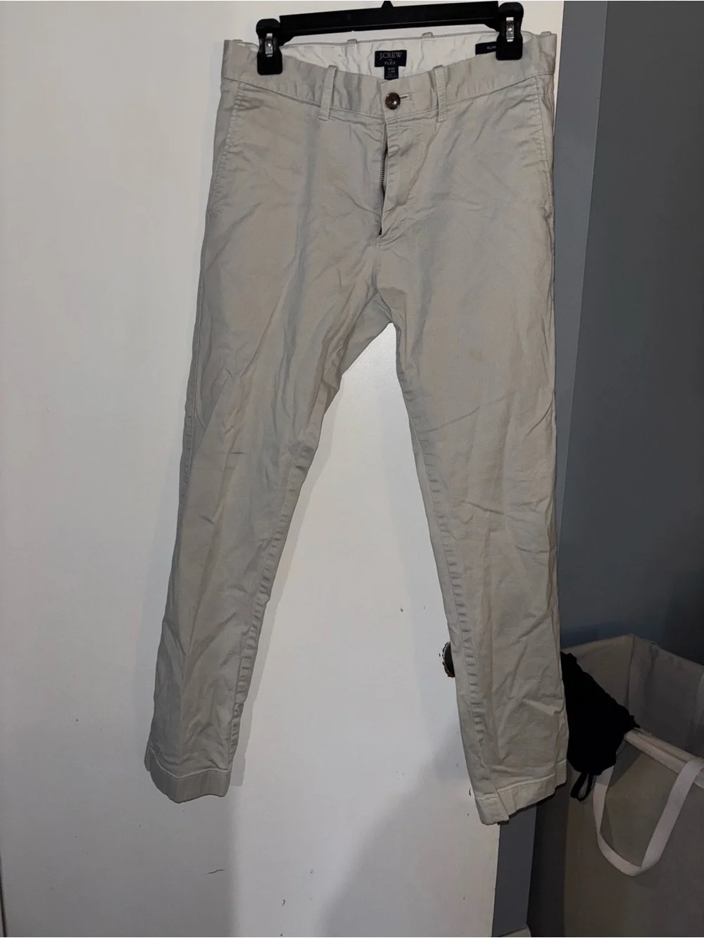 J. Crew Flex High-Rise Jeans in Off-White with Brown Button